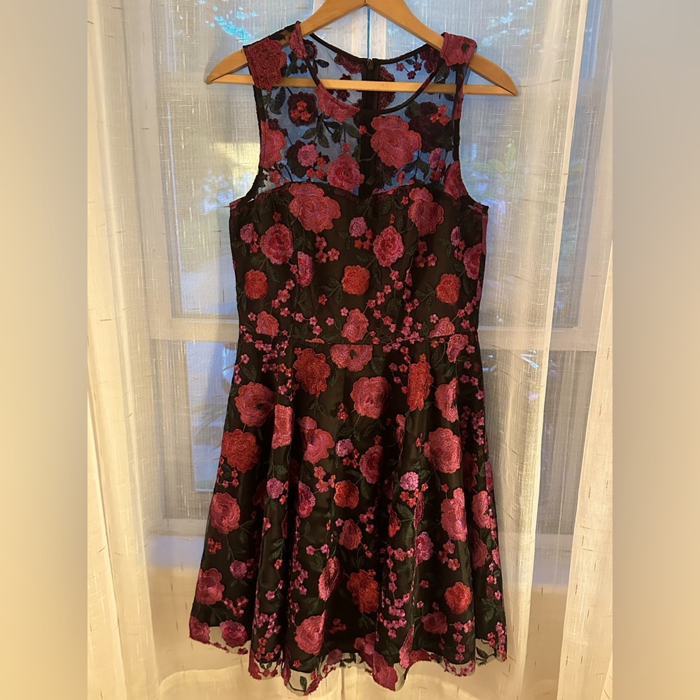Betsey Johnson floral black dress.